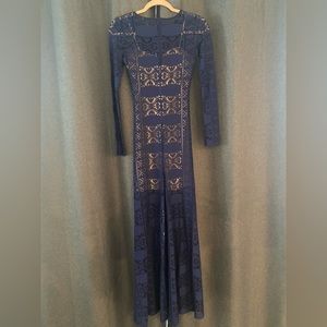 Cut Above the Rest Navy Blue Lace Maxi Dress